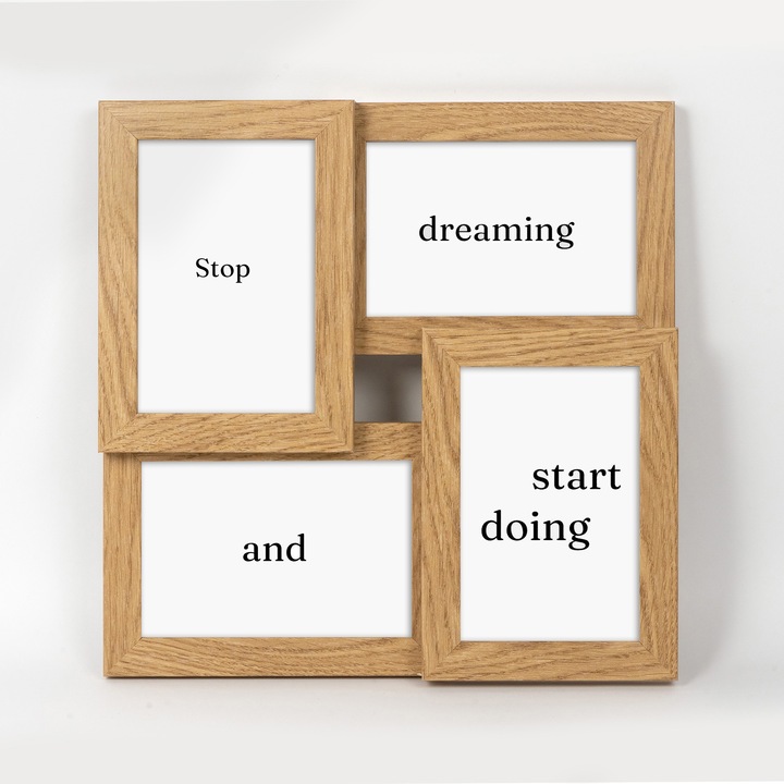 Multirama Framai HEN2, MDF ecologic, plexiglas incasabil, negru, 4 fotografii 10x15 cm