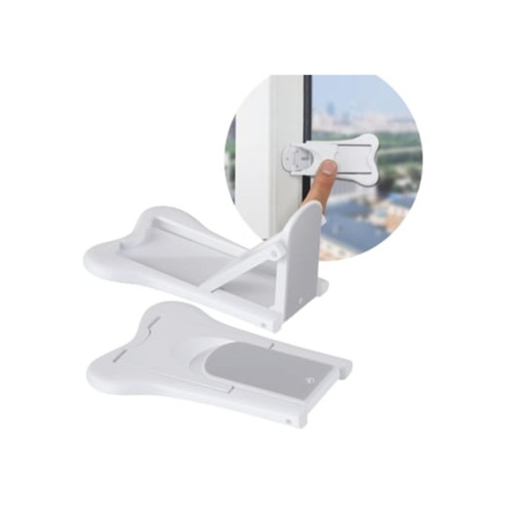 Set de 2 blocaje de siguranta multifunctionale pentru usi glisante din sticla, Gertiz