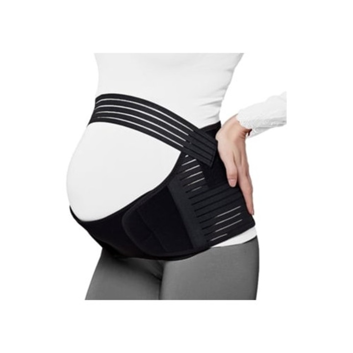 Centura de suport pentru burta, 3 in 1, protector prenatal, negru, 80x110 cm