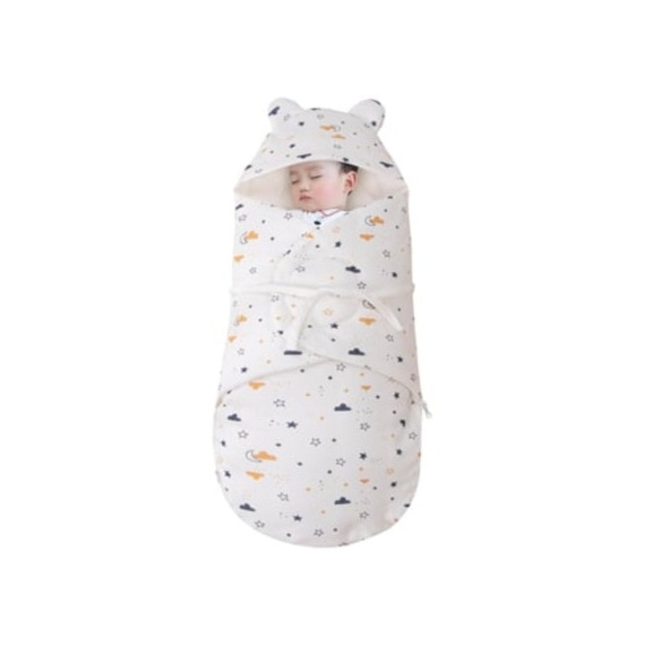 Sac de dormit pentru bebelusi, captusit, cu gluga, 75x80cm