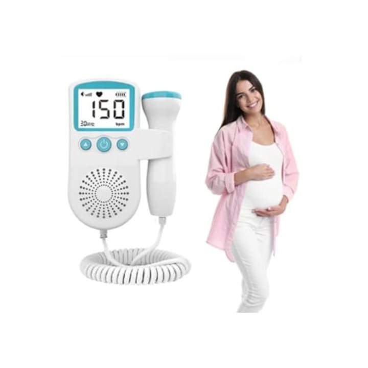 Stetoscop, verde/alb, cu monitorizare ritm cardiac fetal si sunete de bebelus