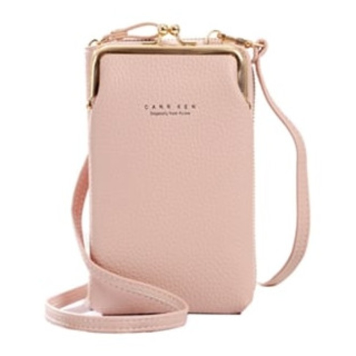 Női táska szintetikus bőrből, rózsaszín, egyszerű modell