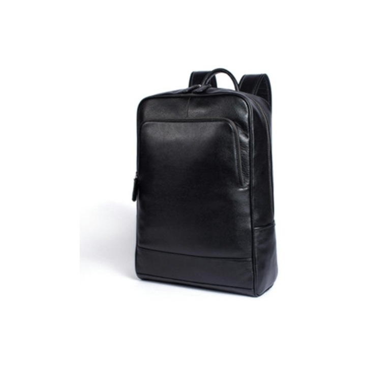 Férfi üzleti hátizsák, valódi bőr, fekete