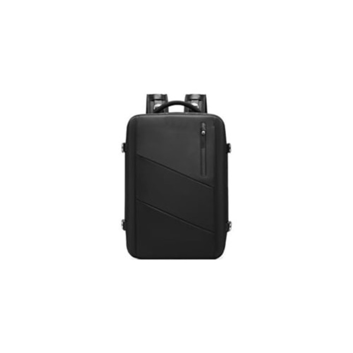 Unisex laptop hátizsák, USB töltőporttal, fekete, nagy méret