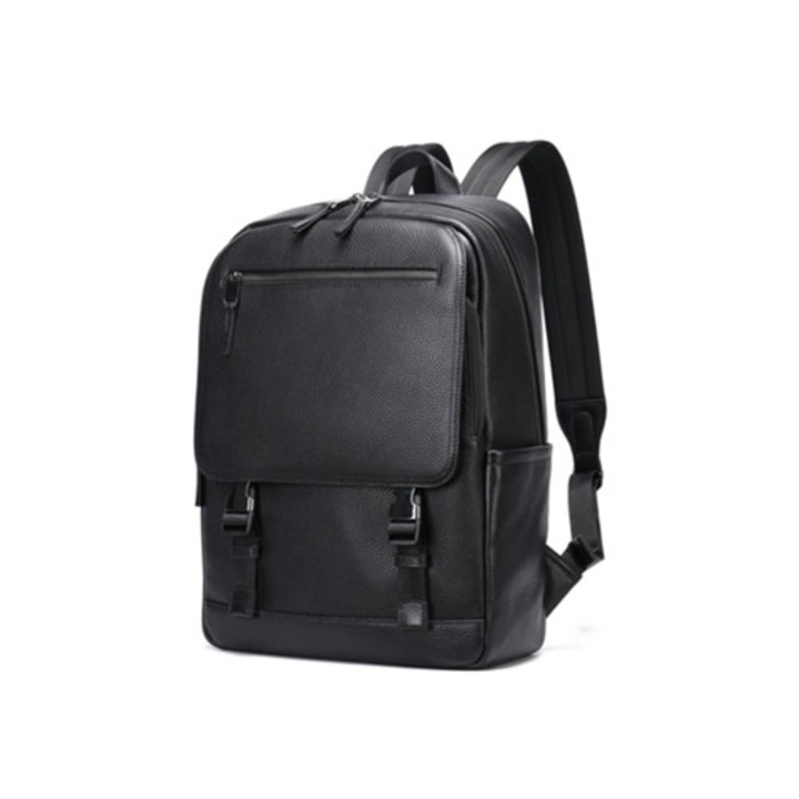 Férfi hátizsák valódi bőrből, laptophoz, fekete