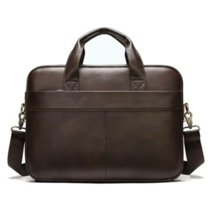 Férfi válltáska, valódi bőr, vintage, kávé színű, laptop számára