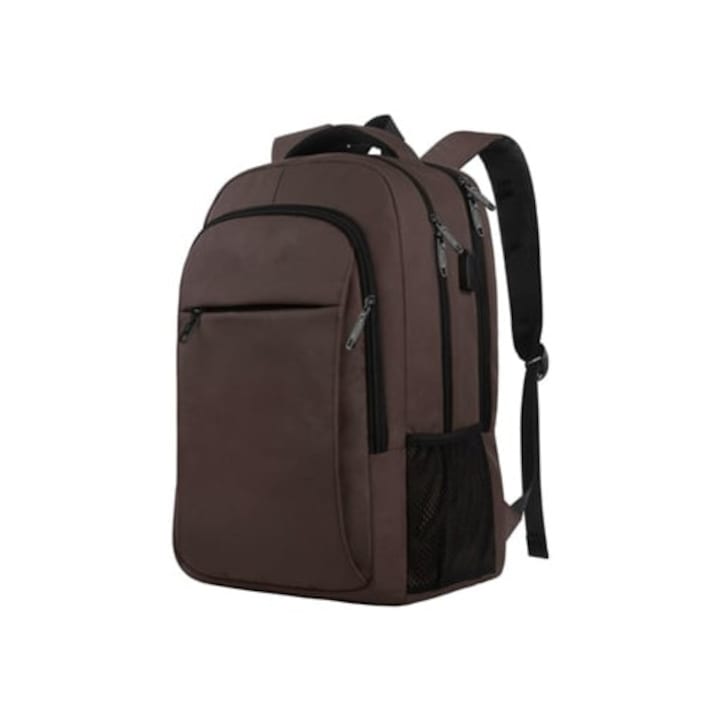 Rucsac laptop, capacitate mare, port USB, culoare cafea