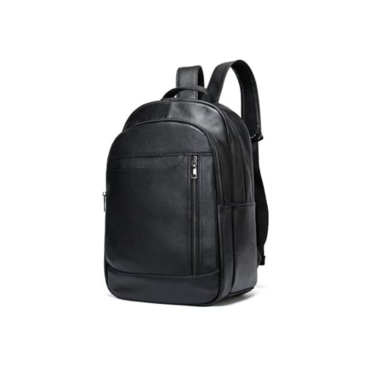 Férfi hátizsák, természetes bőr, nagy kapacitású, fekete, 9008