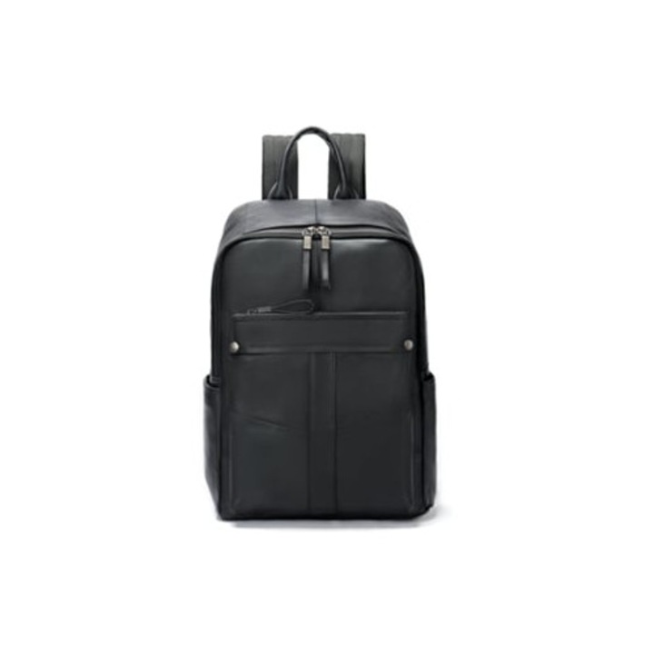 Férfi hátizsák valódi bőrből, nagy kapacitású, multifunkcionális, fekete