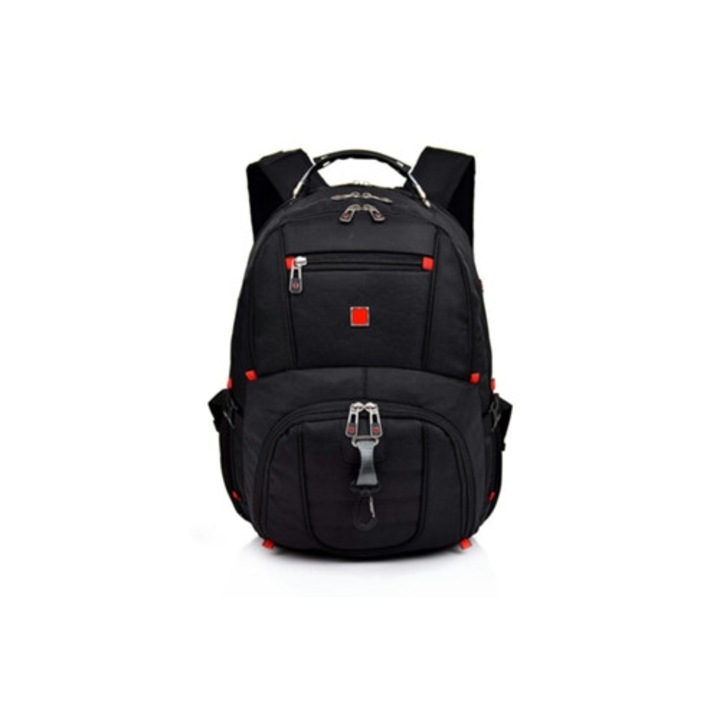 Laptop hátizsák, nagy kapacitású, Oxford anyag, USB port, fekete