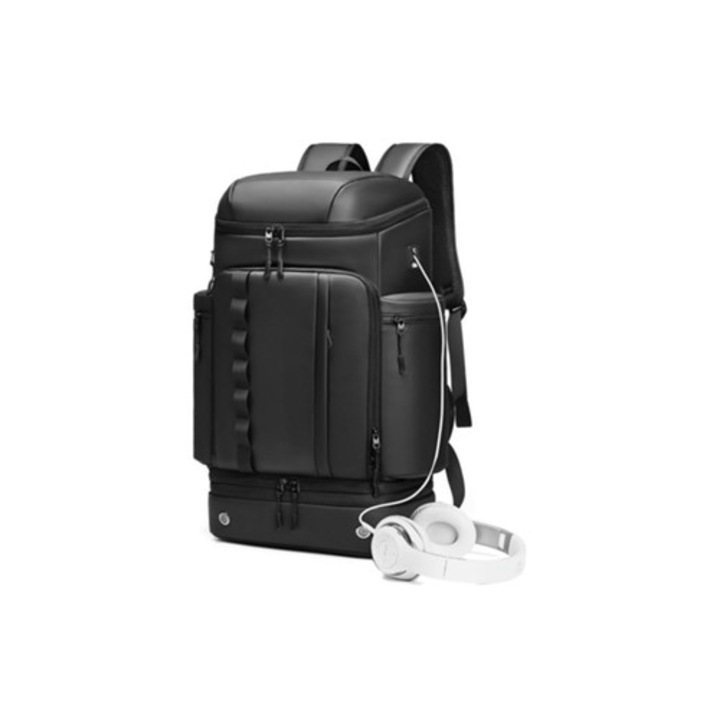 Rucsac barbati, calatorie sport, negru, dimensiuni standard