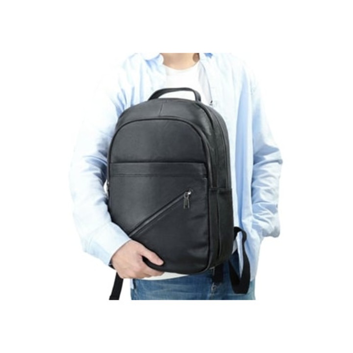 Rucsac barbati din piele naturala, capacitate mare, negru, 337