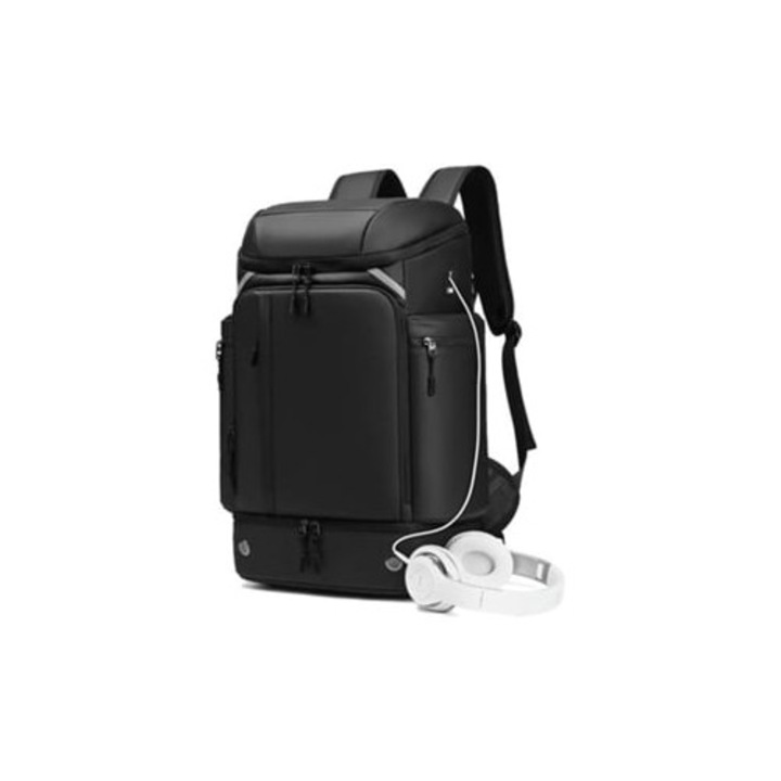 Férfi hátizsák, fekete, könnyű, iskolai és üzleti utazásokhoz