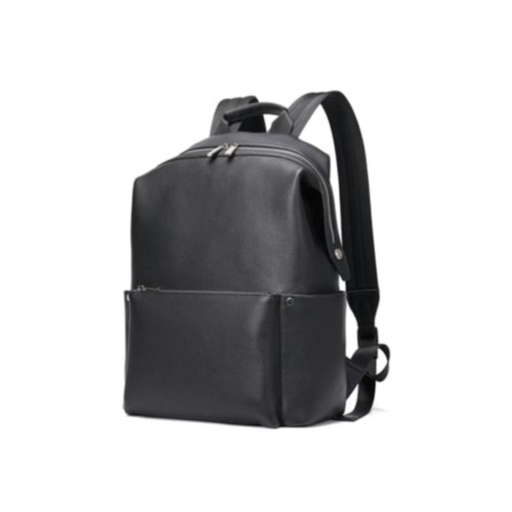 Férfi üzleti hátizsák, valódi bőr, 6026, fekete, változatos méretek