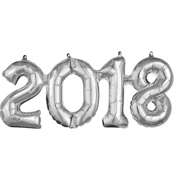 Pachet baloane folii 2018 argintiu - 50 x 22 cm, Amscan 36519
