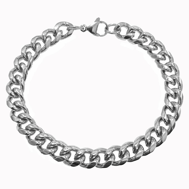 Bratara unisex, Otel titan, 6mm, Argintiu