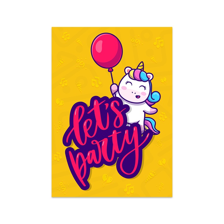 Felicitare multicolora "Let's Party", A6, 10,5x14,8 cm