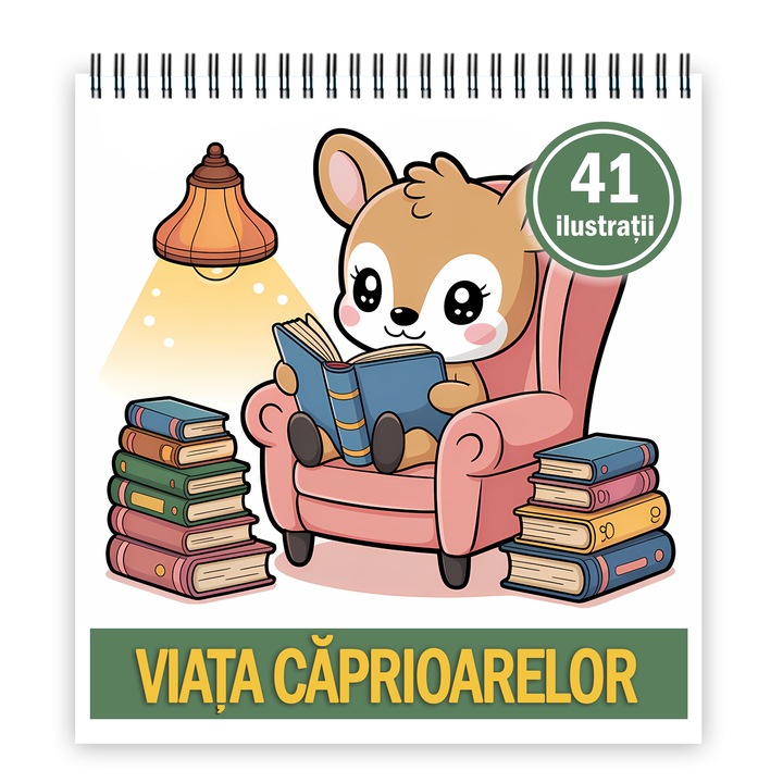 Carte de colorat, 41 de ilustratii Viata Caprioarelor, 88 pagini, Format: A4-, Editura Cadouri Legendare