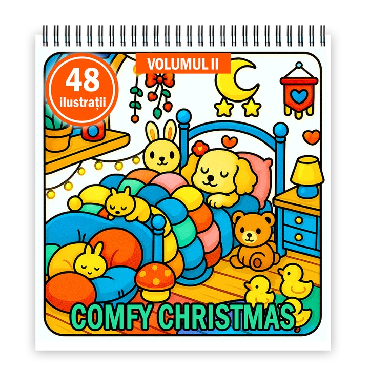 Carte de colorat, 48 de ilustratii Comfy Christmas - Volumul II, 102 pagini, Format: A4-, Editura Cadouri Legendare