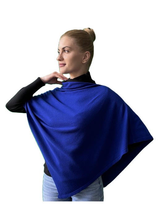 Poncho din 100% casmir, marime universala, culoare albastru royal