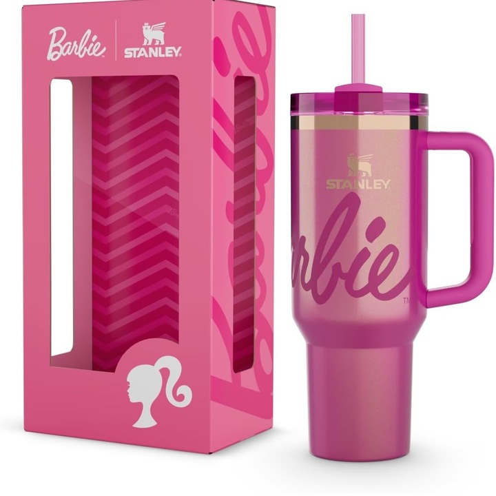Термос Stanley Quencher H2.0 от неръждаема стомана с капак и сламка за училище и офис, Barbie Pink, 1, 18 литра