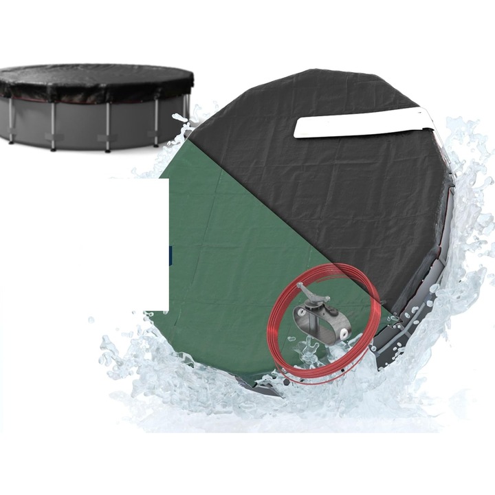 Покрив за басейн Planenfux кръгъл 450/520 см PE 200 g/m, устойчив на UV лъчи, бифункционален