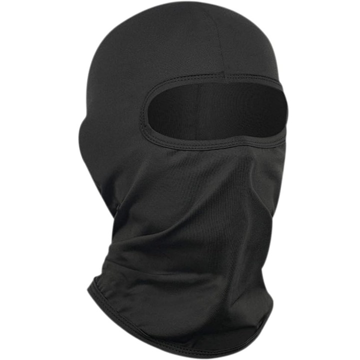 Cagula moto din matase de poliester, Unisex, Negru, Marime Universala, Sarphia Store, Negru