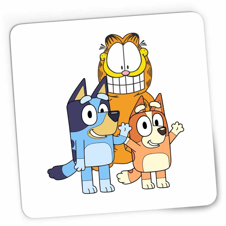 Gaming egérpad Garfield Bluey Blue Bingo Catei Pisica, 21x19cm