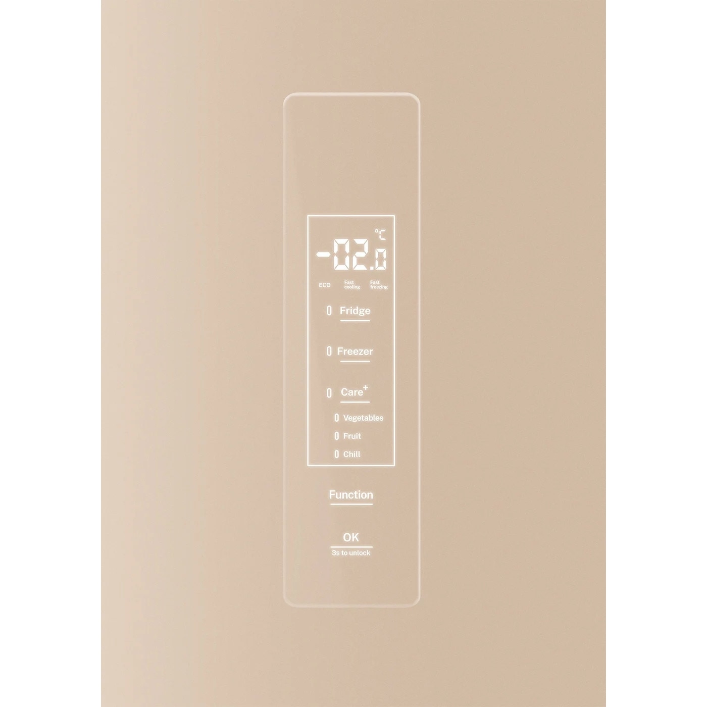 Frigider No Frost French Door cu usi din sticla CREATE, Studio Pro Flex, capacitate 401 litri, H 190 cm, congelator 149 litri, Tehnologie Inverter, 3 rafturi din sticla, 4 compartimente pe usa, sistem Care, functie Multi Air Flow, sticla mata, bej