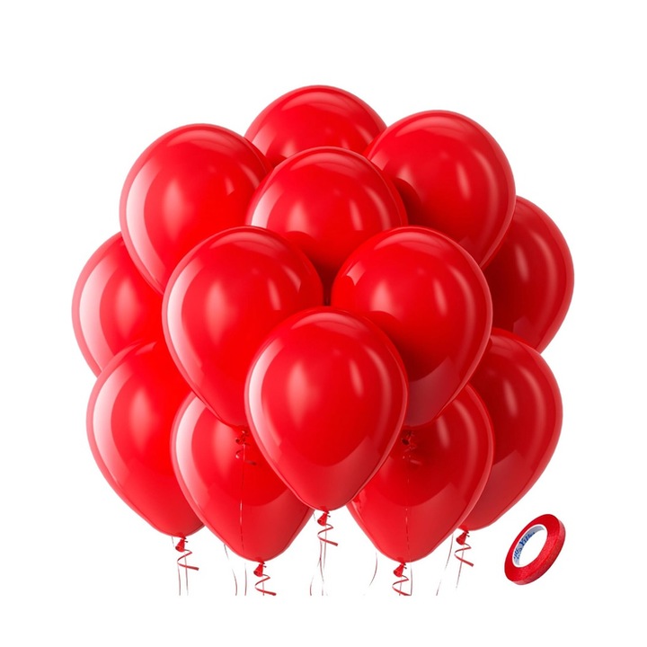 Комплект 100 балона, Ronyes, Латекс, 30см, Червен