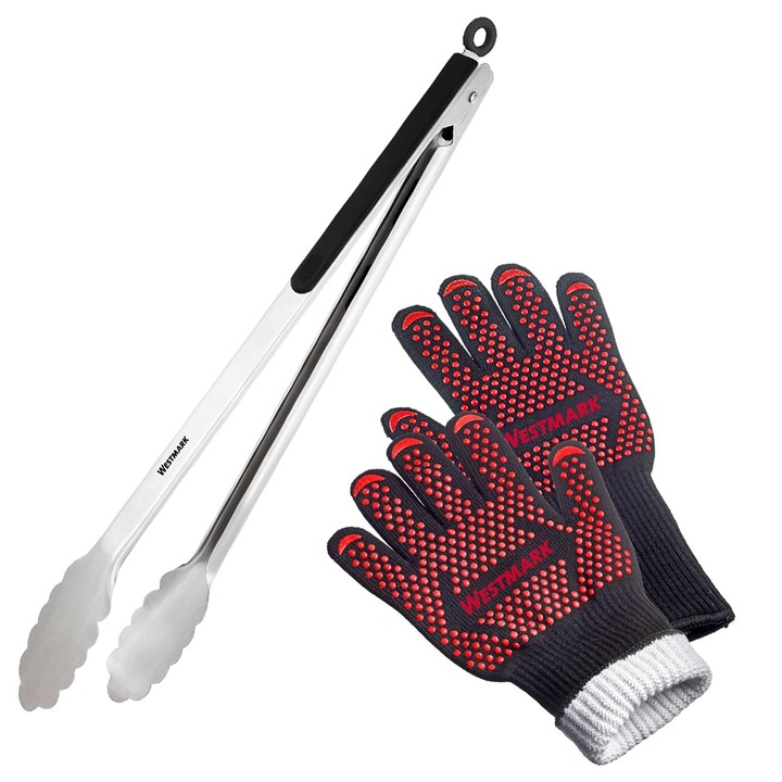 Westmark Grill Szett, Hőálló Kesztyű + Fogó, 37,7cm