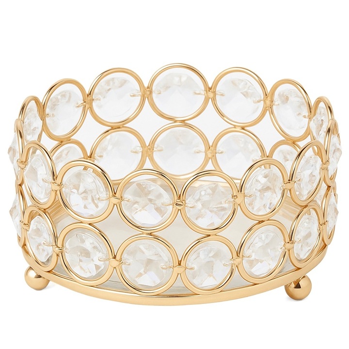 Scrumiera 2 in 1 Pufo Elegant, sticla si metal, modern h 12cm x d 16cm