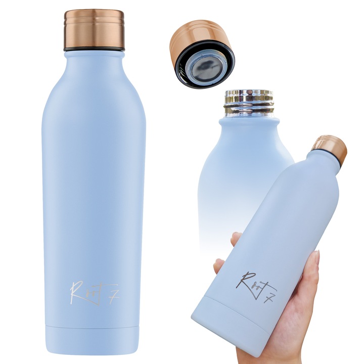 Root7 hőszigetelt vizespalack, rozsdamentes acél, BPA-mentes, 500 ml, Blue Duck Egg szín