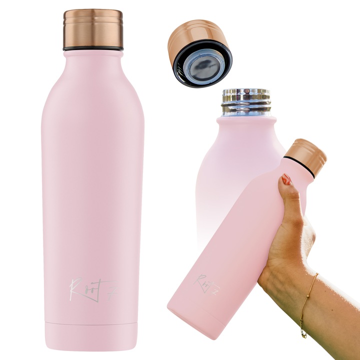 Термос бутилка за вода, Root7, от неръждаема стомана, без BPA, 500 мл, Цвят Coated Millennial Pink
