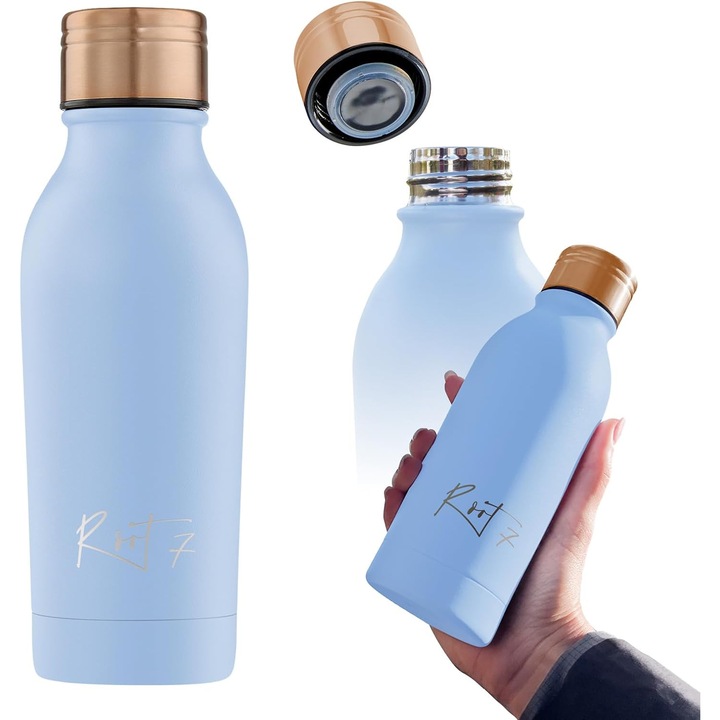 Root7 termikus vizespalack, rozsdamentes acél, BPA-mentes, 350 ml, Kék Kacsatojás szín