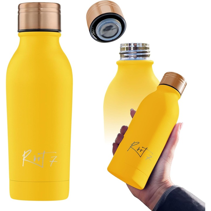Root7, BPA-mentes, rozsdamentes acél termosz, 350 ml, Coated Yellow szín