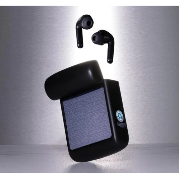 Casti wireless in-ear XDDesign Solar Skywave, incarcare solara, microfon, negru, set 3 dimensiuni silicon