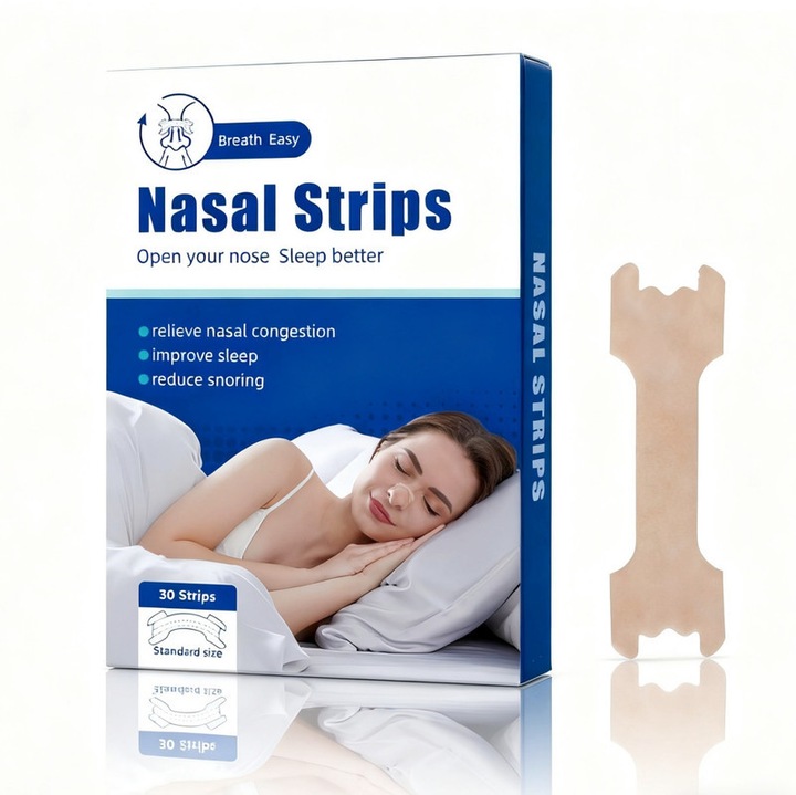 Pachet de 30 plasturi nazali pentru sforait, extra putere, confortabili, pentru deschiderea cailor nazale