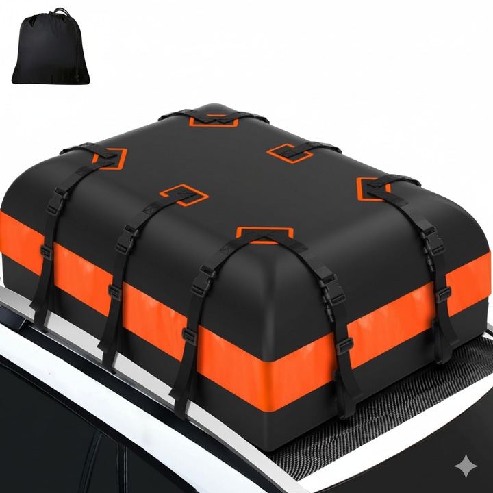 Portbagaj plafon auto, Cu prindere ajustabila, curele intarite + 6 carlige pentru usa, impermeabil pentru toate vehiculele cu/fara bare