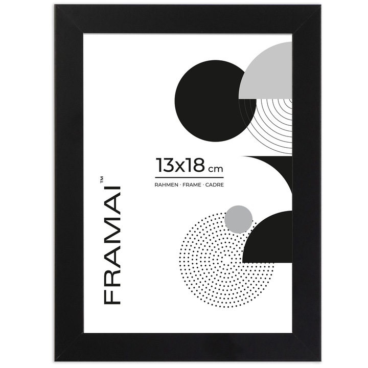 Rama foto neagră, Framai, 13x18 cm, MDF, finisaj mat
