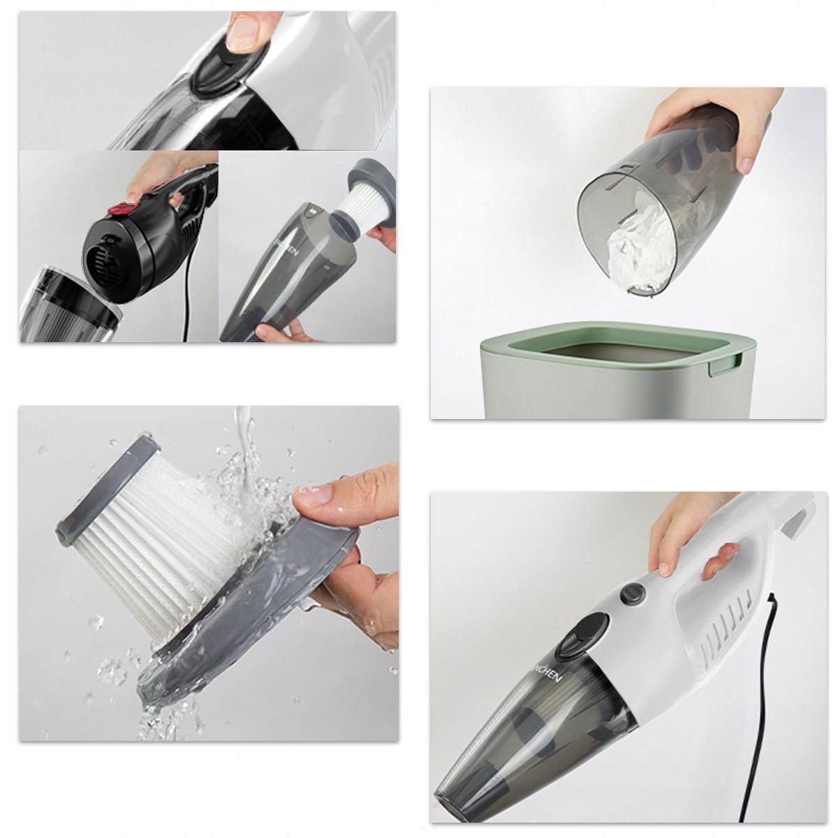 Aspirator Vertical 2 In 1 Cu Accesorii, Enchen, V1, Putere Motor 650 W, Putere De Aspiratie 14 Kpa, Capacitate Recipient Praf 1, 2 L, Lungime Cablu De Alimentare 5 M, Alb