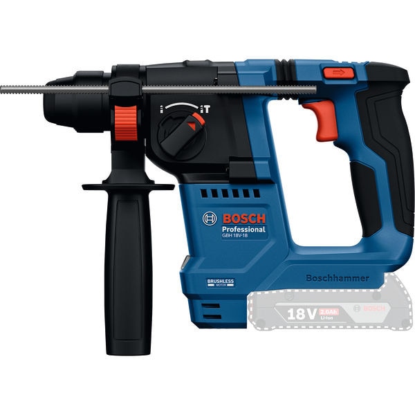 Ciocan rotopercutor SDS plus pe acumulator Bosch Professional GBH 18V-18, 18 V, 1.5 J, motor fara perii, protectie KickBack Control/Vibration Control, nu contine acumulator/incarca