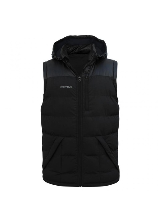 Férfi sportmellény Givova Prime, fekete, XXL, levehető kapucnival, 100% nylon