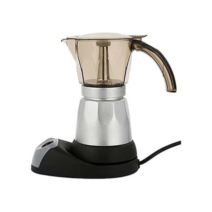 Cafetiere pentru Espresso, Cappuccino, Latte, negru/argintiu