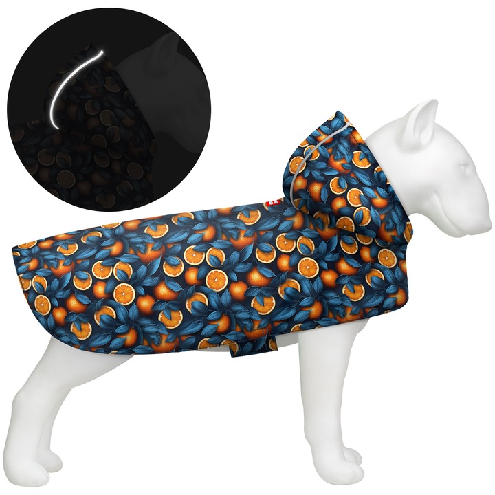 Pelerina de ploaie pentru caini, cu gluga, WAUDOG Clothes, Portocala, S