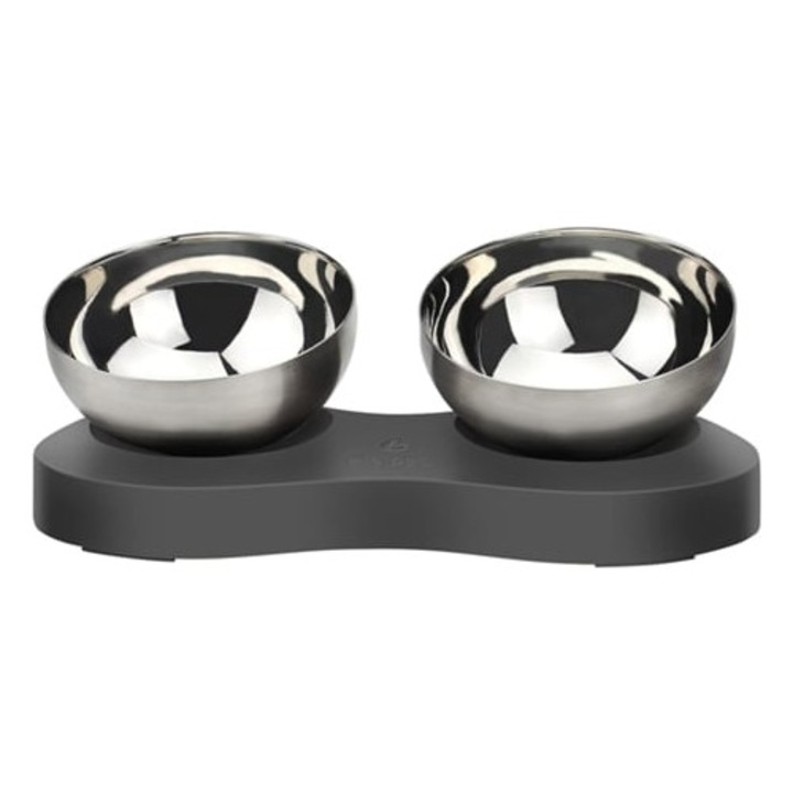 Castroane pentru pisici, 2 boluri din otel inoxidabil, protectie cervicala dubla, set