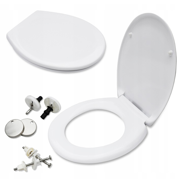 Комплект капак за тоалетна чиния Medas Duroplast, панти с бързо освобождаване, универсално регулиране