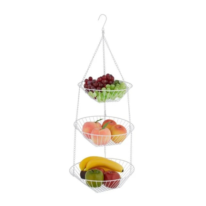 Cos suspendat pentru fructe B2X, 3 niveluri, alb, 28, 5x28, 5x8, 5cm