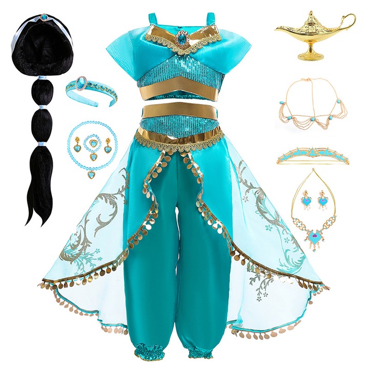 Рокля Принцеса Жасмин, YDCY, косплей костюм, многоцветен, 120 см, за момичета 4-7 години