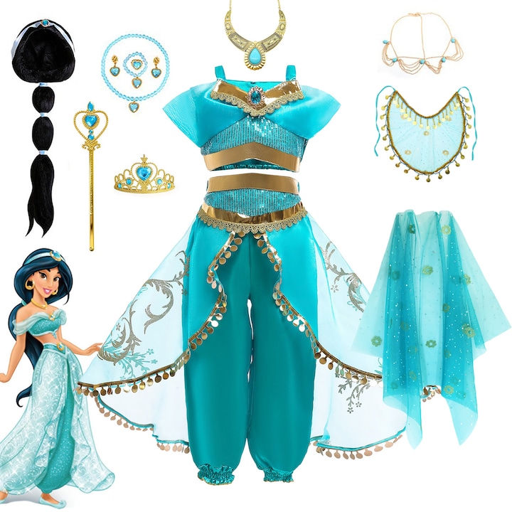 Jázmin hercegnő ruha, YDCY, cosplay jelmez, többszínű, 120 cm, 4-7 éves lányoknak